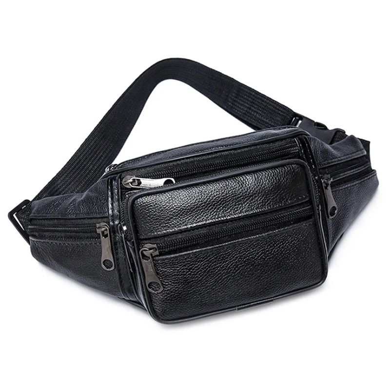 UrbanFlex Mens Leather Waist Bag PU Leather Fanny Pack Belt Bag For Travel 5
