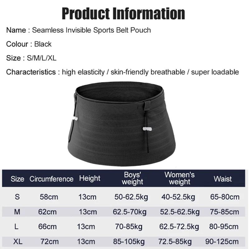 Invisible Running Belt For Men Women Elastic Phone Waist Bag For Gym Travel Marathon Training 4