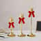 Red Velvet Christmas Tree Bows Set Mini Gold Accent Holiday Decor For Trees Wreaths And Gifts 4