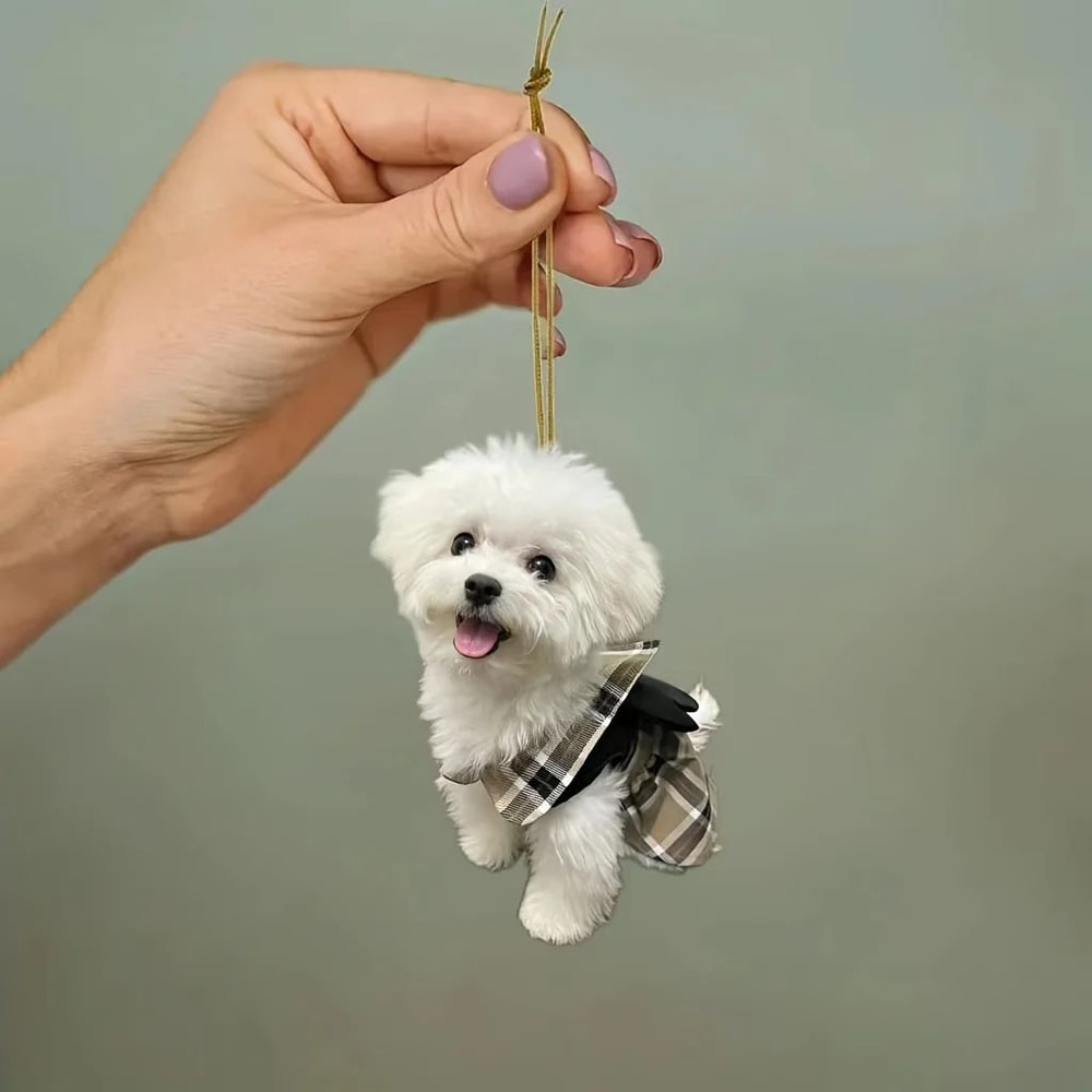 Cute Puppy Car Charm Acrylic Pendant Kawaii Dog Rearview Mirror Accessory Bag Keychain 3