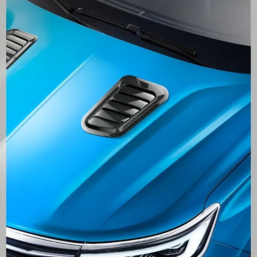 Carbon Fiber Car Decorative Air Vent Trim Universal Car Hood Vent Sticker Set 2PCS 1