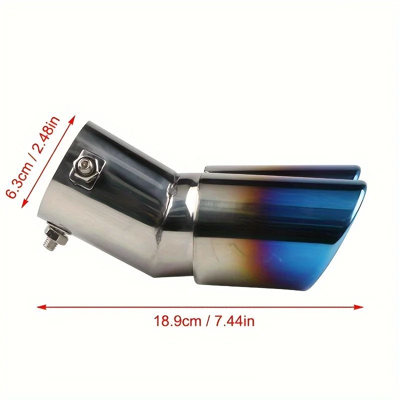 Dual Blue Flame Stainless Steel Car Exhaust Tip Universal Dual Pipe Upgrade 3