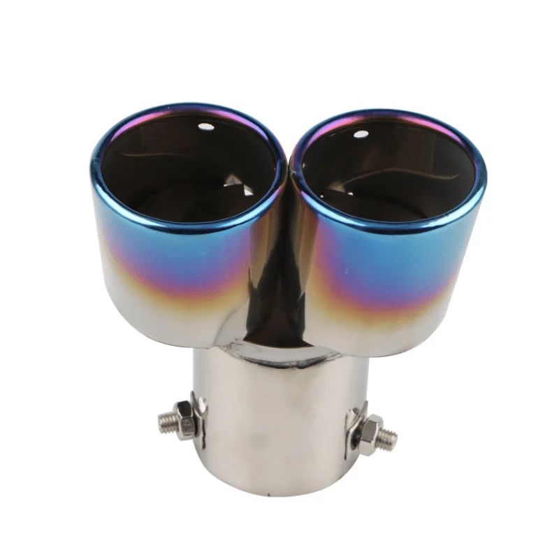 Dual Blue Flame Stainless Steel Car Exhaust Tip Universal Dual Pipe Upgrade 5