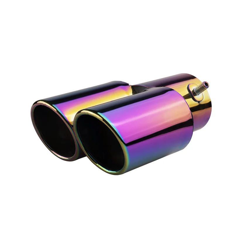 Dual Blue Flame Stainless Steel Car Exhaust Tip Universal Dual Pipe Upgrade 15