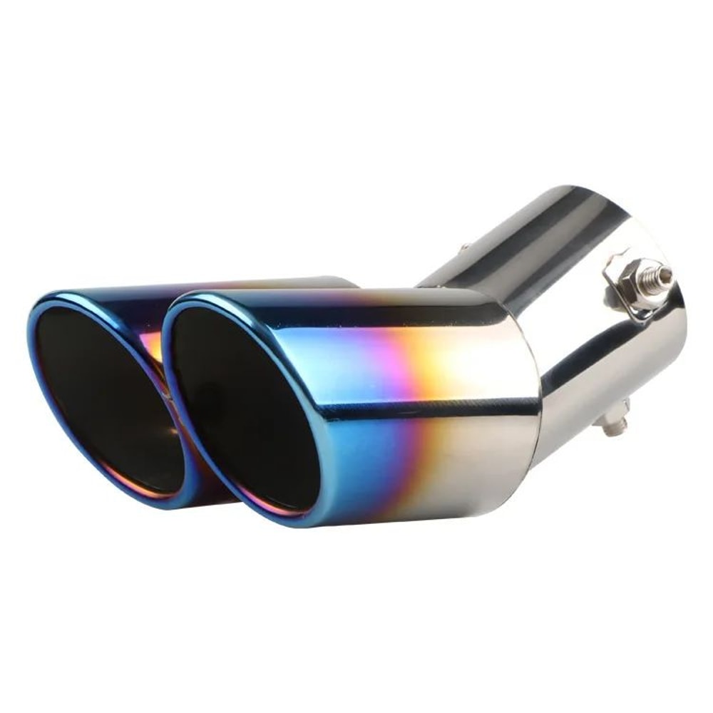 Dual Blue Flame Stainless Steel Car Exhaust Tip Universal Dual Pipe Upgrade 11