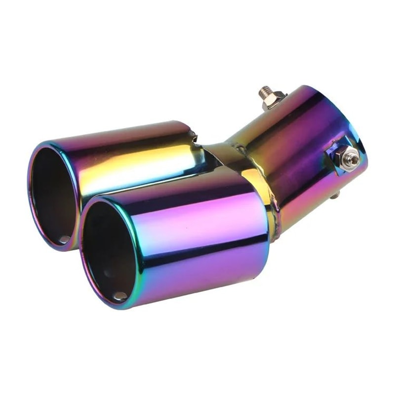 Dual Blue Flame Stainless Steel Car Exhaust Tip Universal Dual Pipe Upgrade 13
