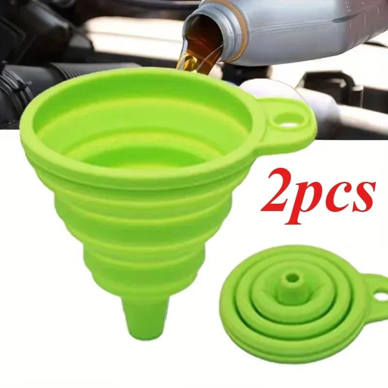 Compact Collapsible Silicone Funnel For Cars Motorcycles 1
