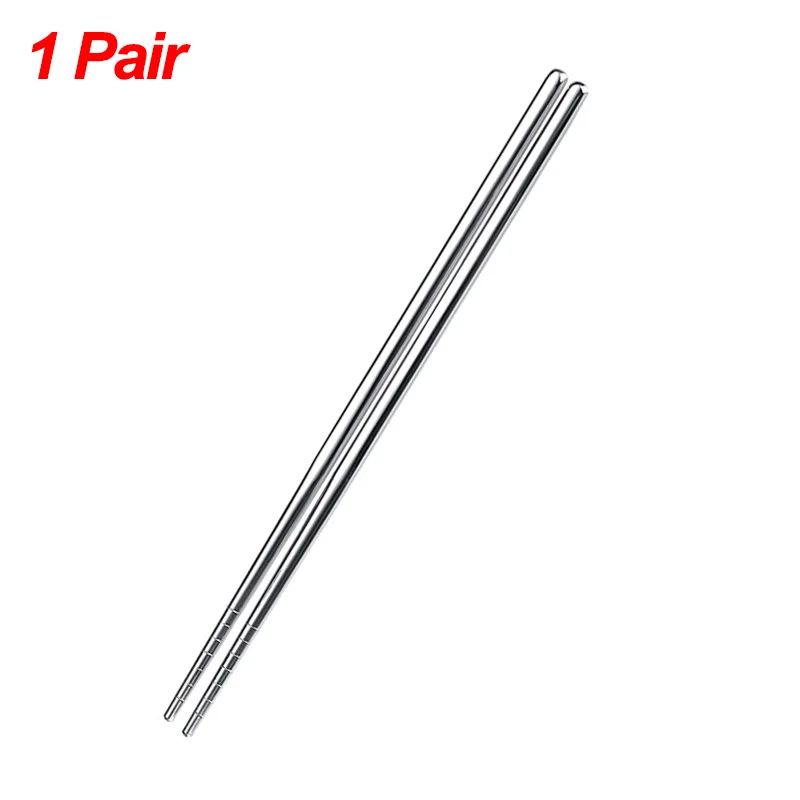 Silver Stainless Steel Chopsticks Set Reusable Nonslip Korean Style Dining Chopsticks 6
