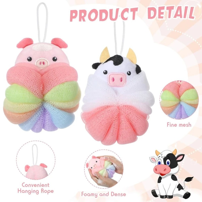 Cute Animal Kids Bath Loofah Set Soft Cartoon Bath Sponge For Toddlers 3