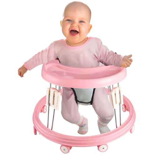 Foldable Anti-Rollover Baby Walker with Brakes & Adjustable Height