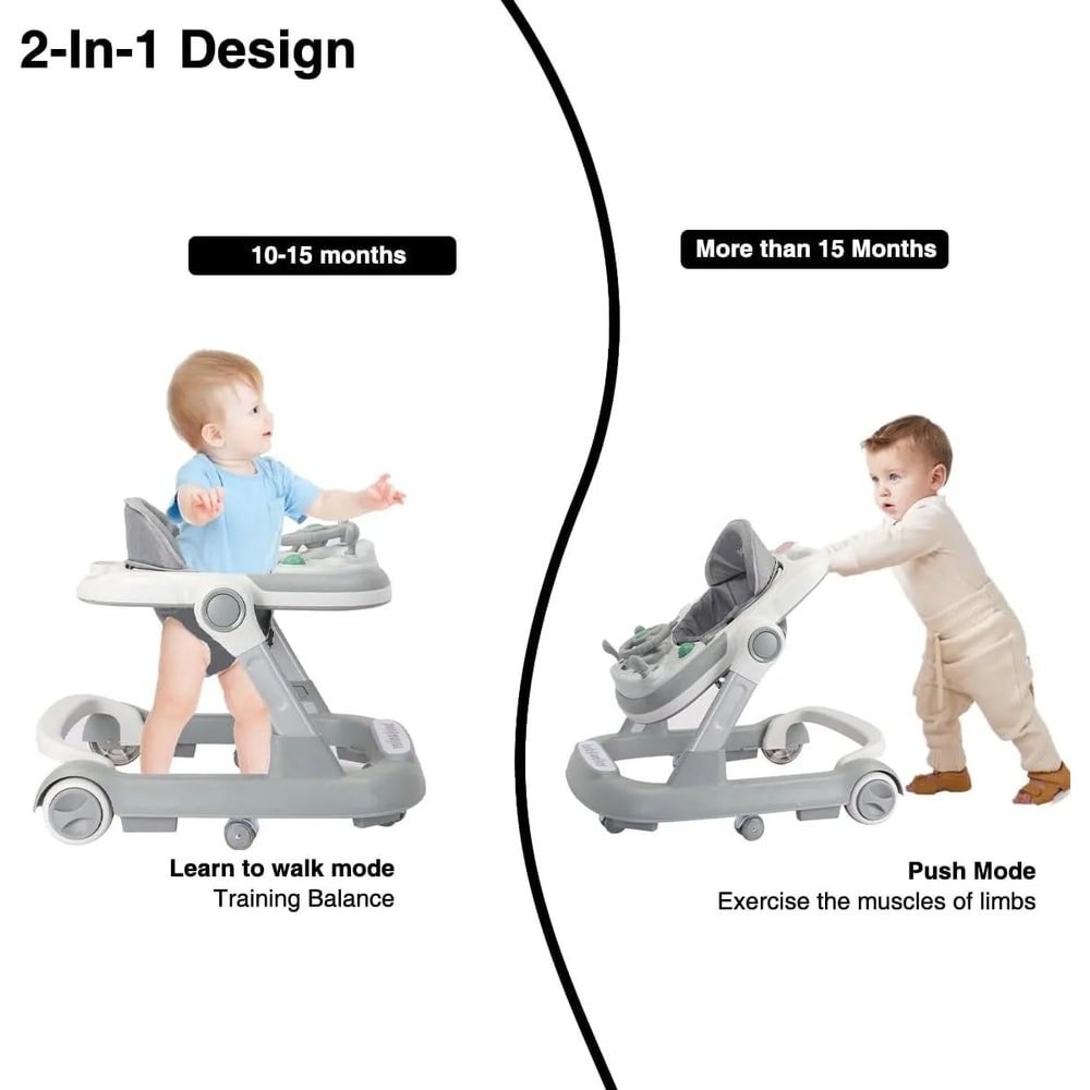 2in1 Foldable Baby Walker With Tray Music Activity Center 1