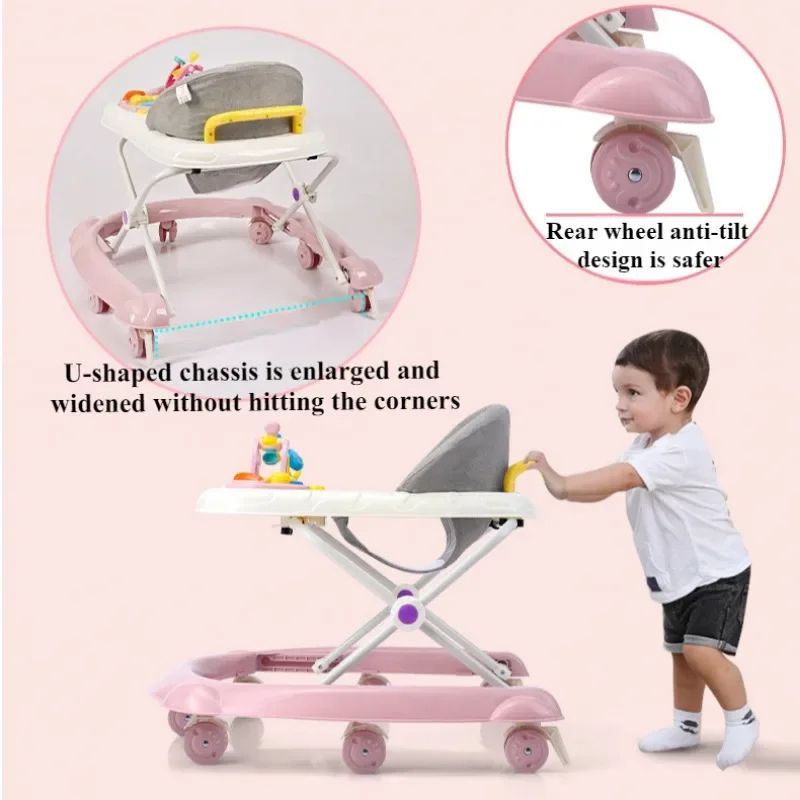 2in1 Interactive Baby Walker With Music Push Handle Feeding Tray 3