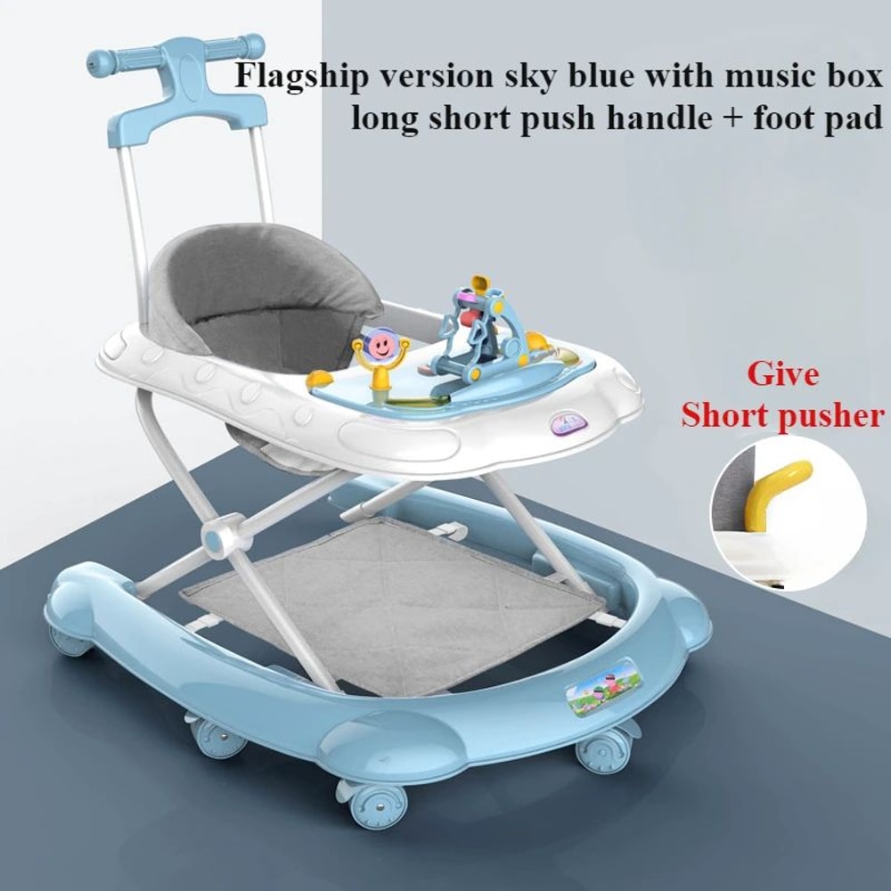 2in1 Interactive Baby Walker With Music Push Handle Feeding Tray 6
