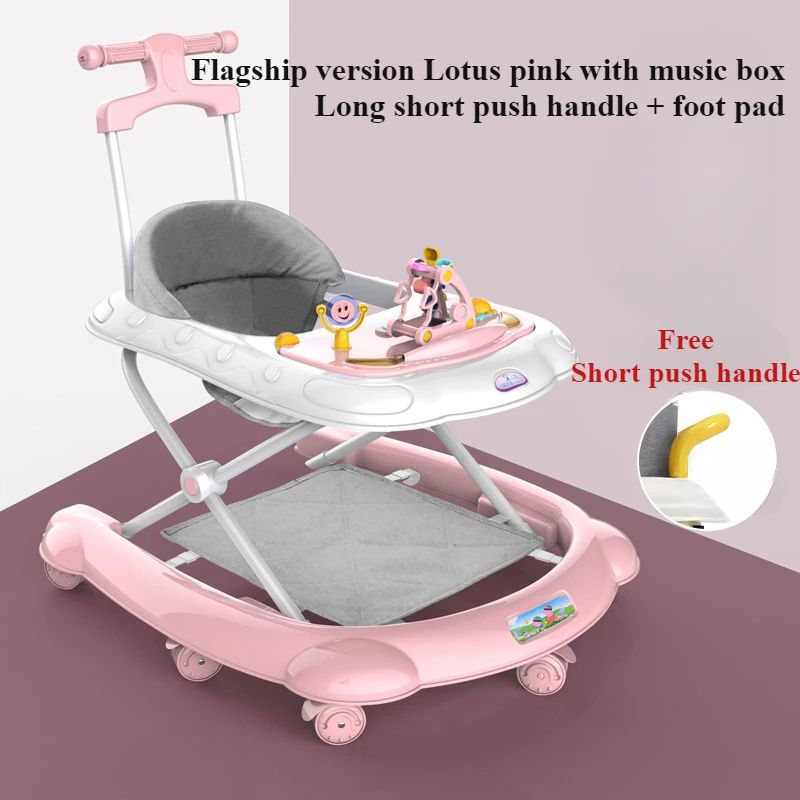 2in1 Interactive Baby Walker With Music Push Handle Feeding Tray 7