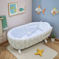 inflatable baby bathtub portable toddler bath tub with non-slip base