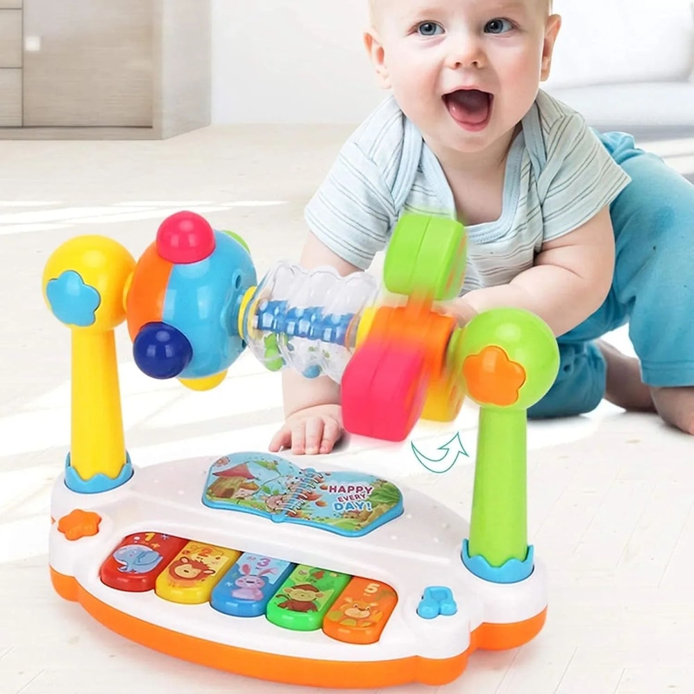 Rotating LightUp Baby Piano Toy Interactive Musical Learning Keyboard For Toddlers 0