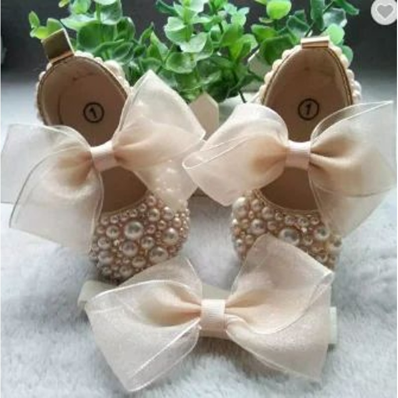 Elegant Pearl Christening Baby Shoes For Newborns 03 Months 15