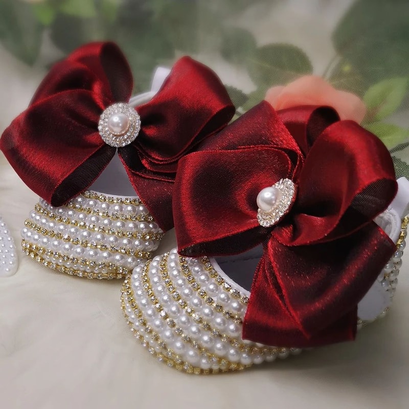 Elegant Pearl Christening Baby Shoes For Newborns 03 Months 19