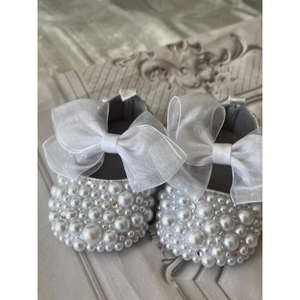 Elegant Pearl Christening Baby Shoes For Newborns 03 Months 8