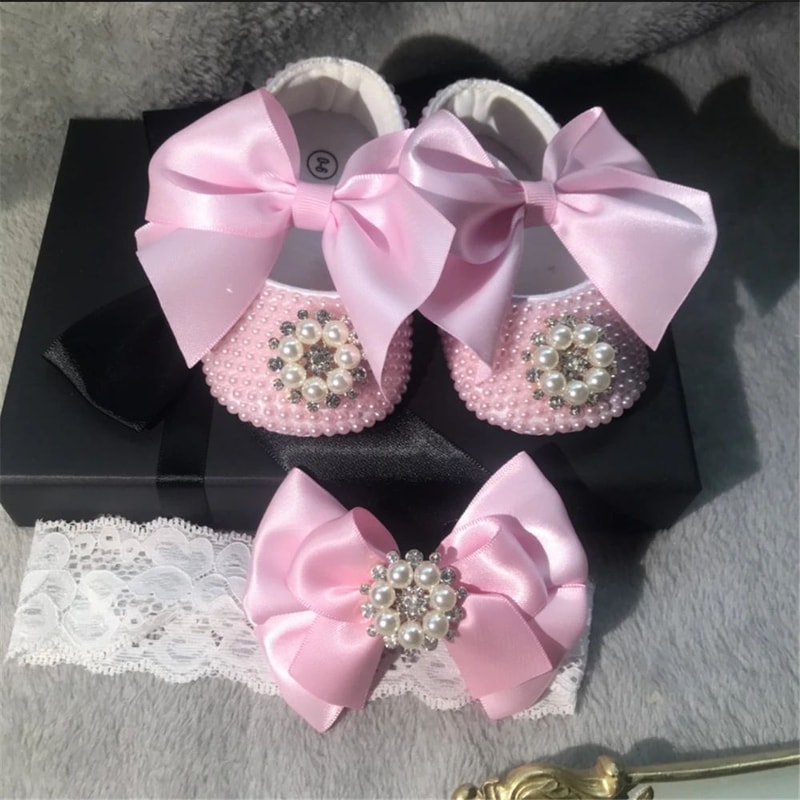 Elegant Pearl Christening Baby Shoes For Newborns 03 Months 9