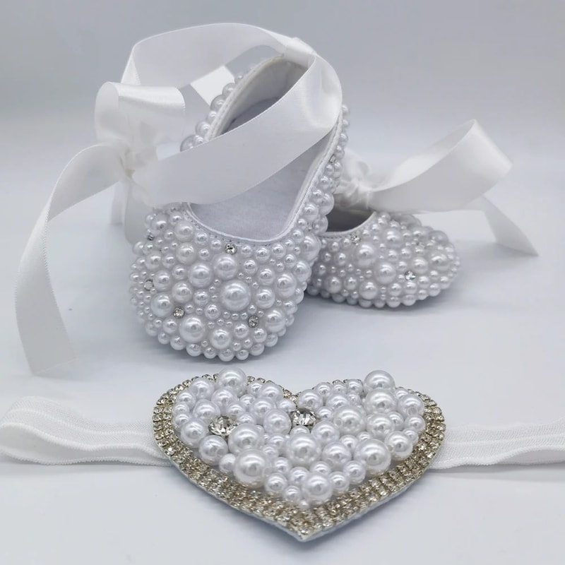 Elegant Pearl Christening Baby Shoes For Newborns 03 Months 11