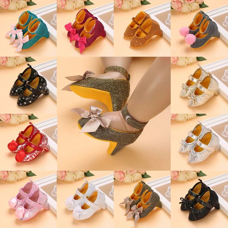 Elegant Baby Girl Heels Shoes Princess Bow Newborn Party Photo Shoes 5