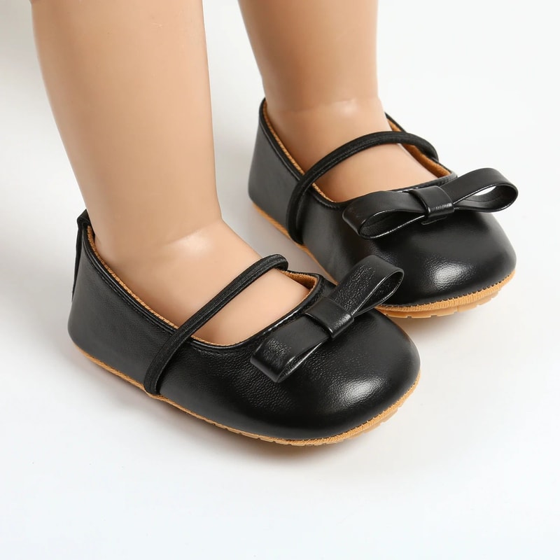 Elegant Baby Girl Mary Jane Shoes With Bow Soft Infant First Walker Flats 5