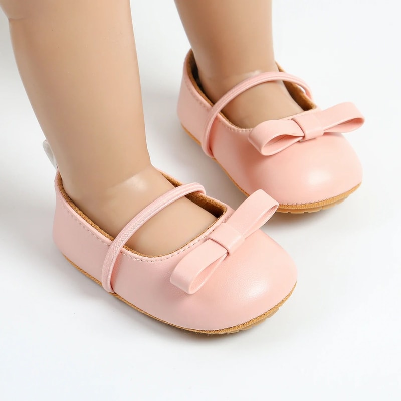 Elegant Baby Girl Mary Jane Shoes With Bow Soft Infant First Walker Flats 6