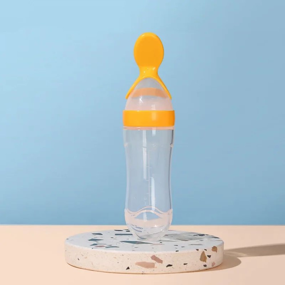 Silicone Baby Feeding Bottle With Squeeze Spoon Dispenser 9