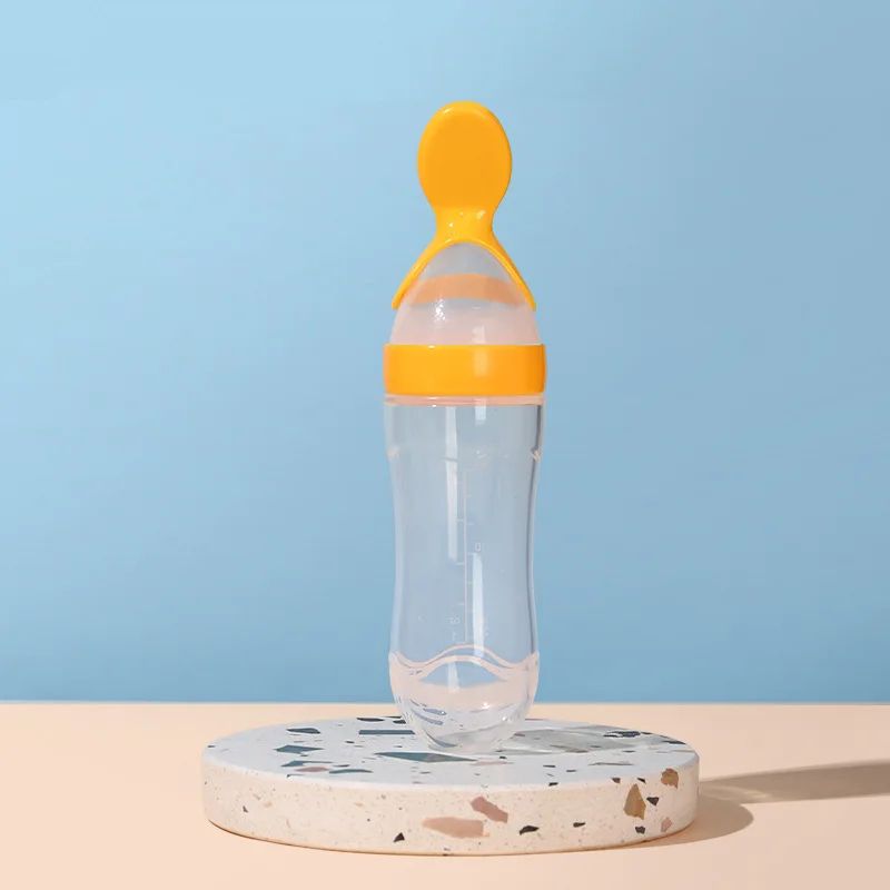 Silicone Baby Feeding Bottle With Squeeze Spoon Dispenser 9
