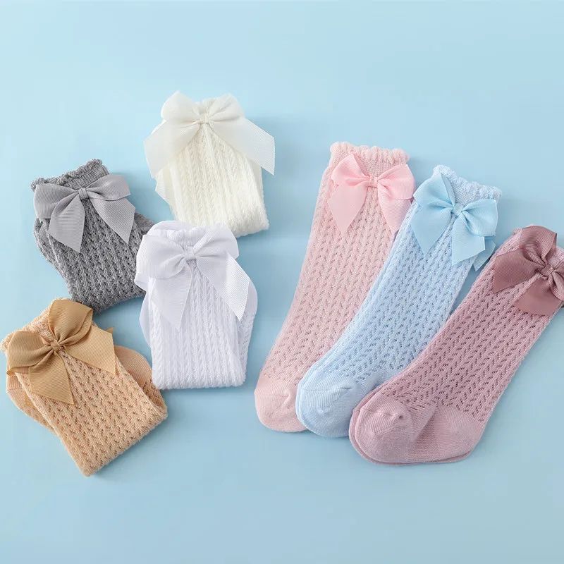 Soft Bow Mesh Baby Knee Socks For Infants Toddlers 3