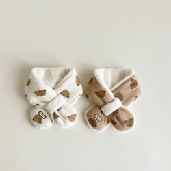 korean bear plush baby scarf kids winter cross neck warmer