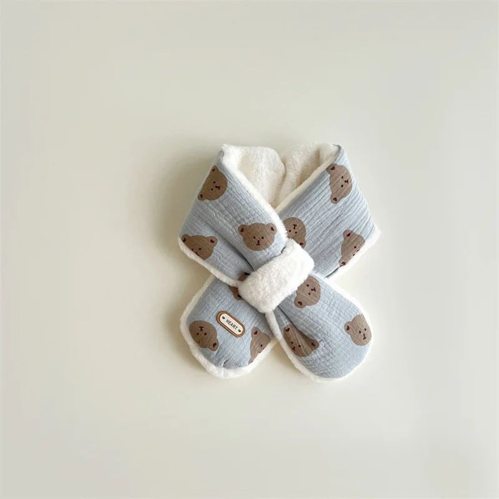 Korean Bear Plush Baby Scarf Kids Winter Cross Neck Warmer 8