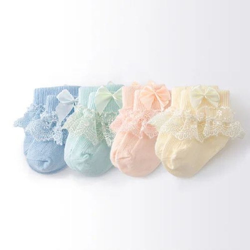 Baby Girl Lace Socks Newborn Girl Socks Infant Bow Socks Cotton Toddler Socks Ruffle Baby Socks 2