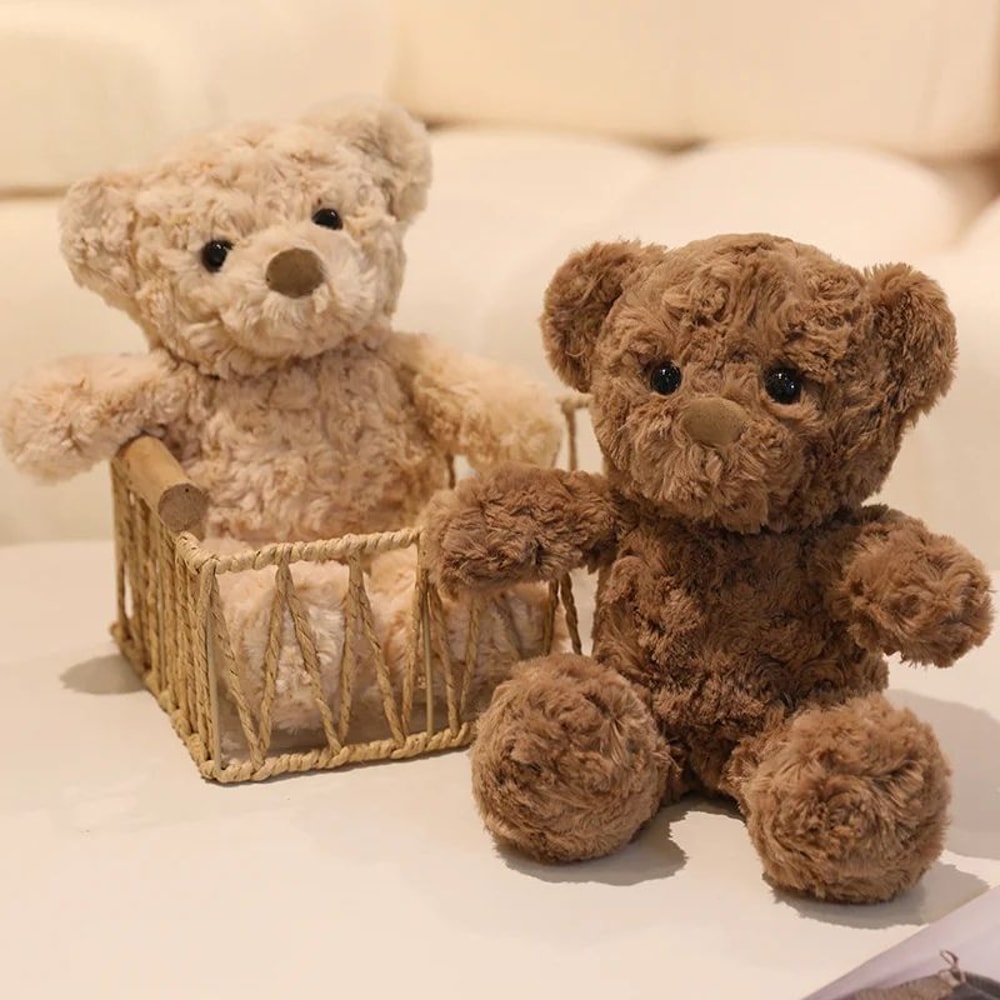 Curly Brown Teddy Bear Plush Soft Stuffed Bear Toy For Kids Cozy Room Decor 1