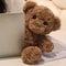 Curly Brown Teddy Bear Plush Soft Stuffed Bear Toy For Kids Cozy Room Decor 5
