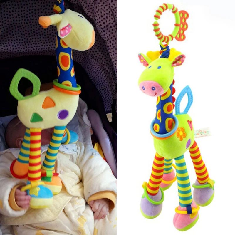 SnuggleBell Plush Giraffe Baby Rattle Teether Toy 5