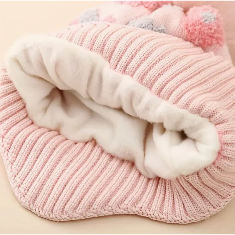 Kids Floral Ear Warmer Beanie Hat With Adjustable Snap Soft Winter Hat For Boys Girls 3