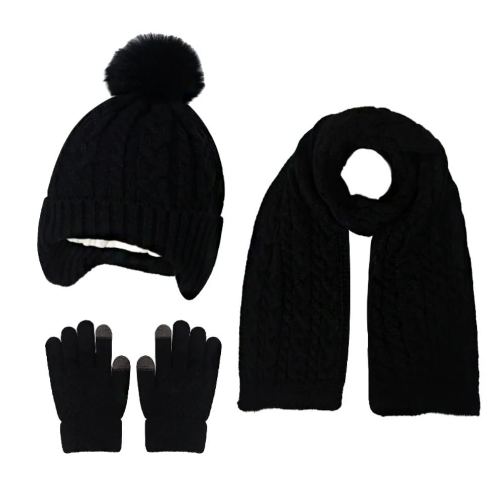 Kids Winter Hat Scarf Gloves Set For Boys Girls Soft Knit Cold Weather Accessory Set 7