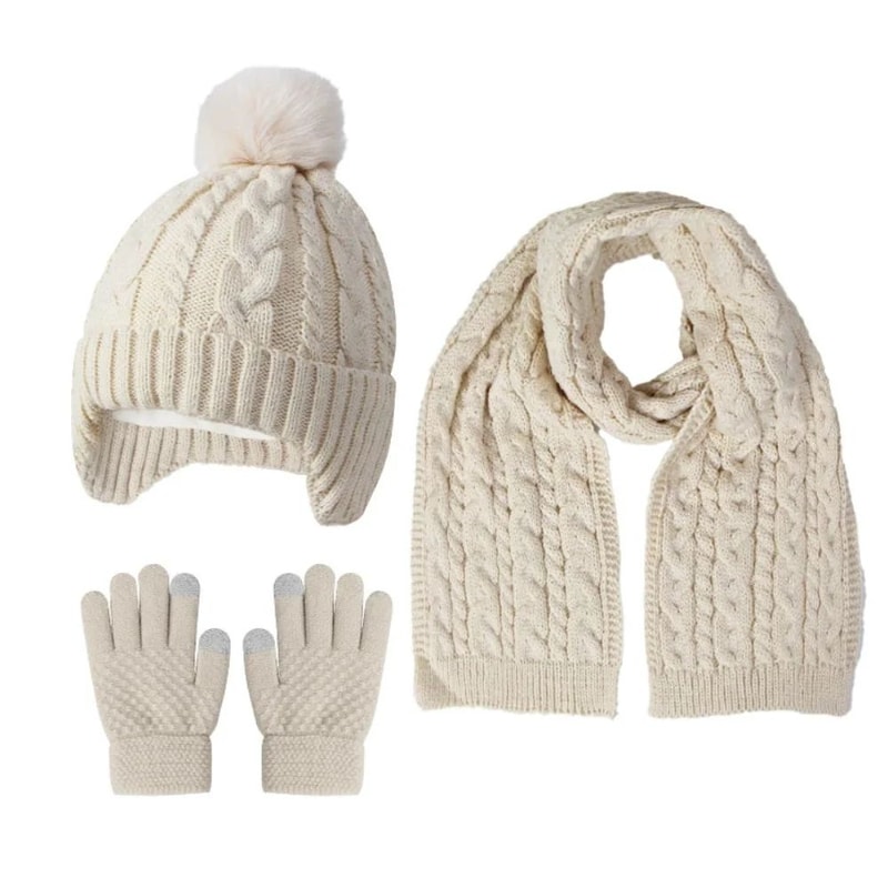 Kids Winter Hat Scarf Gloves Set For Boys Girls Soft Knit Cold Weather Accessory Set 8