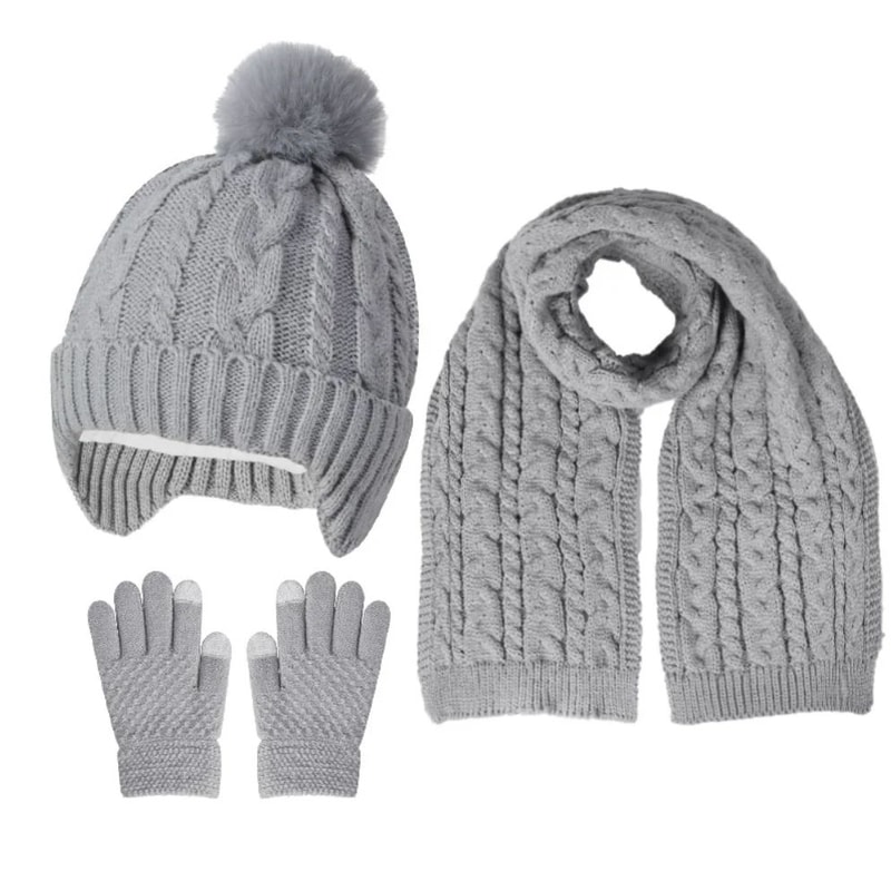 Kids Winter Hat Scarf Gloves Set For Boys Girls Soft Knit Cold Weather Accessory Set 10