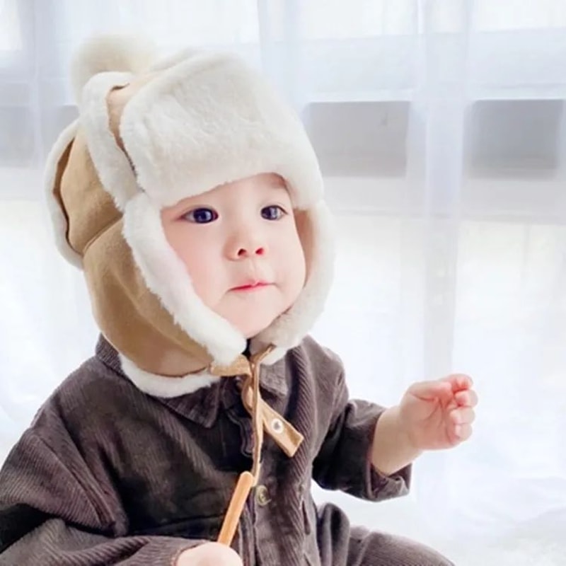 Cozy Kids Winter Hat With Ear Flaps Warm Plush Baby Ear Flap Hat Toddler Beanie 0