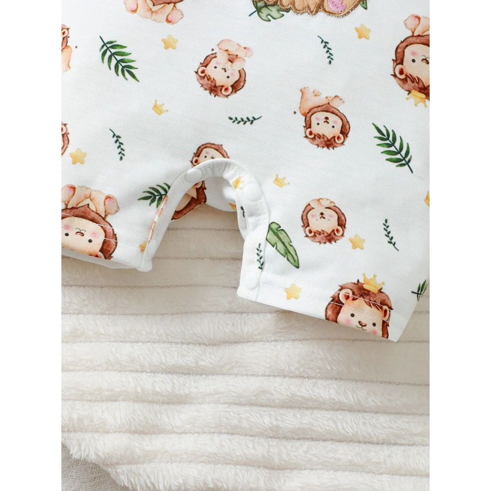 Baby Boy Outfit Set Cartoon Lion Hoodie Shorts Hat Soft Newborn Summer Outfit 3