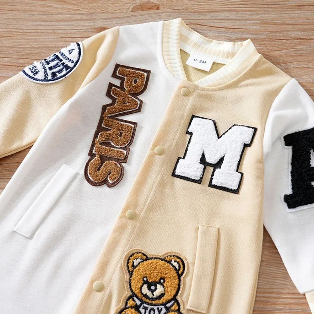 Cozy Cartoon Long Sleeve Baby Jumpsuit Baseball Romper For Spring Fall 3