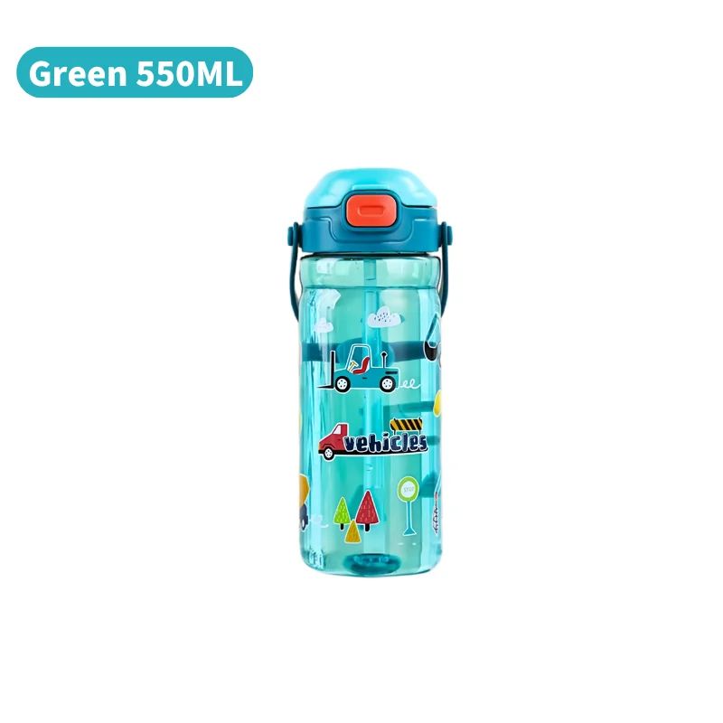 Kids Straw Water Bottle 550ML Spill Proof Portable Camping Cup With Handle 6