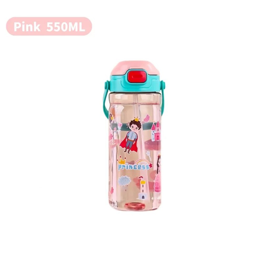 Kids Straw Water Bottle 550ML Spill Proof Portable Camping Cup With Handle 8