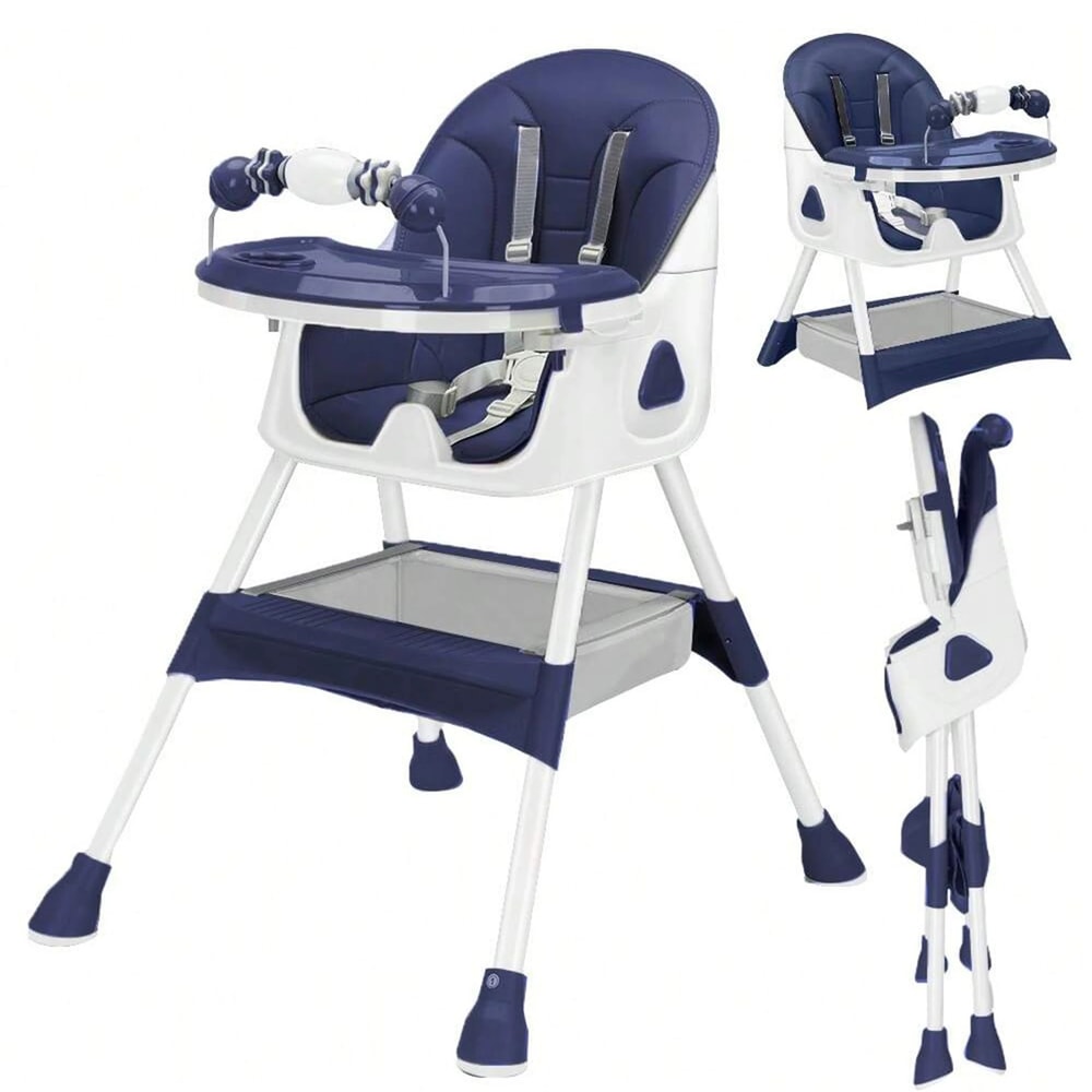 Foldable Baby High Chair With Toy Rack EasyClean Seat 7