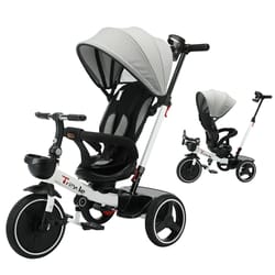 ubravoo 5-in-1 baby tricycle stroller with adjustable canopy & parent push handle