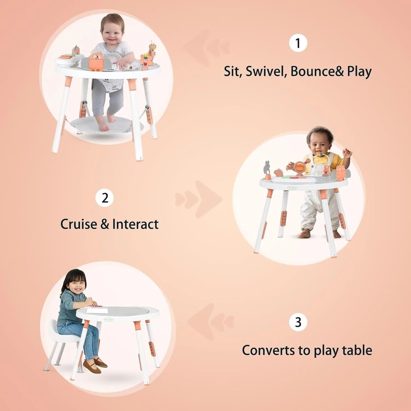 3in1 Baby Activity Center With 360 Rotating Seat Interactive Toys 3