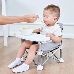 portable foldable baby dining chair with tray and safety belt for travel & outdoor use